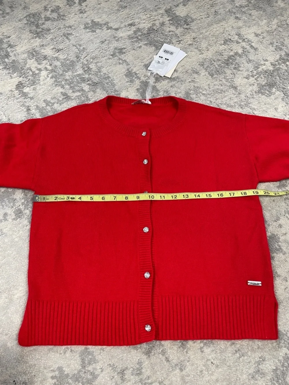 NWT Monnalisa Angora Wool Blend Red Cardigan Sweater Crystal Button Sz 12 Y